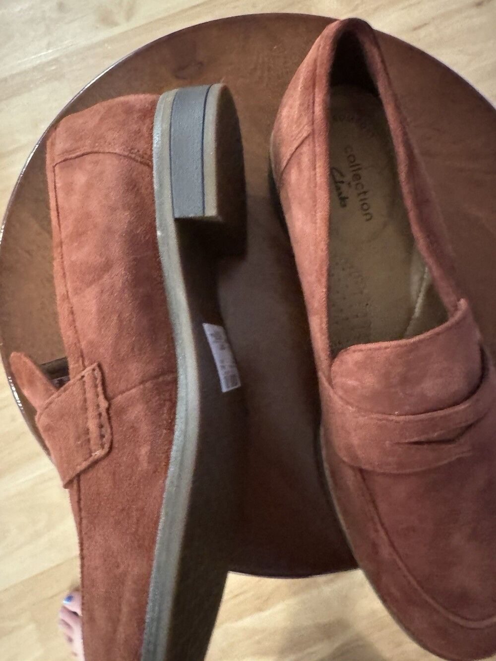 Clarks Brown Suede Slip-On Loafer Trish Rose Mahogany Women's Size 7 NWOB - Picture 5 of 5